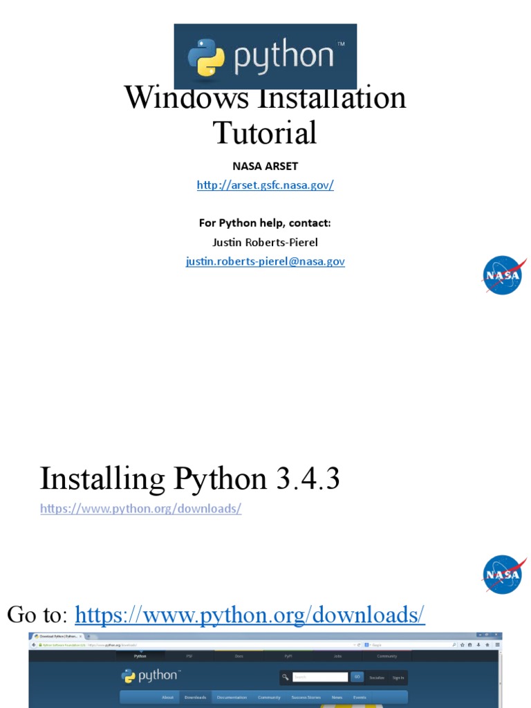 Windows Installation Tutorial: Nasa Arset | PDF | Python (Programming ...
