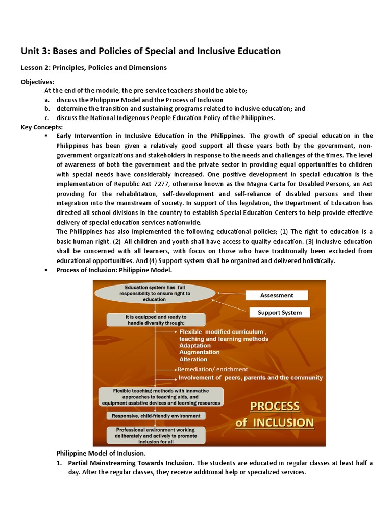 Unit 3: Bases and Policies of Special and Inclusive Education | PDF ...