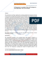 A Research On Use of Management Accounting Tools and Techniques in Fast Food Operations