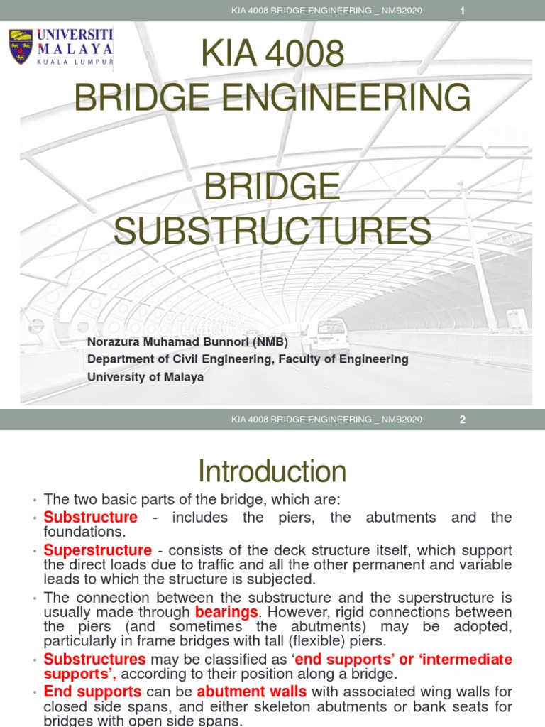 Topic 6 Bridge Substructure PDF Bearing (Mechanical) Deep