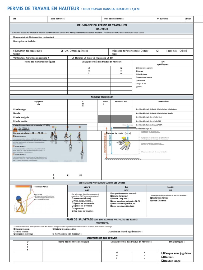 Permis de travail en hauteur : guide pratique | PDF | Sécurité