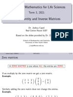 MATH1031 Zero, Identity and Inverse Matrices