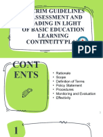 Interim Guidelines in Assessment and Grading in Light of Basic Education Learning Continuity Plan