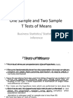 One Sample and Two Sample T Tests of Means: Business Statistics/ Statistical Inference