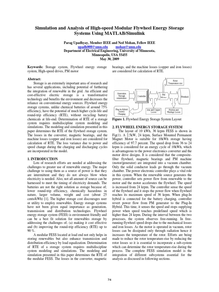 Simulation and Analysis of Highspeed Modular Flywheel Energy Storage