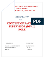Concept of Faculty Supervisor (Dual) Role: Rajkumari Amrit Kaur College of Nursing Lajpat Nagar, New Delhi