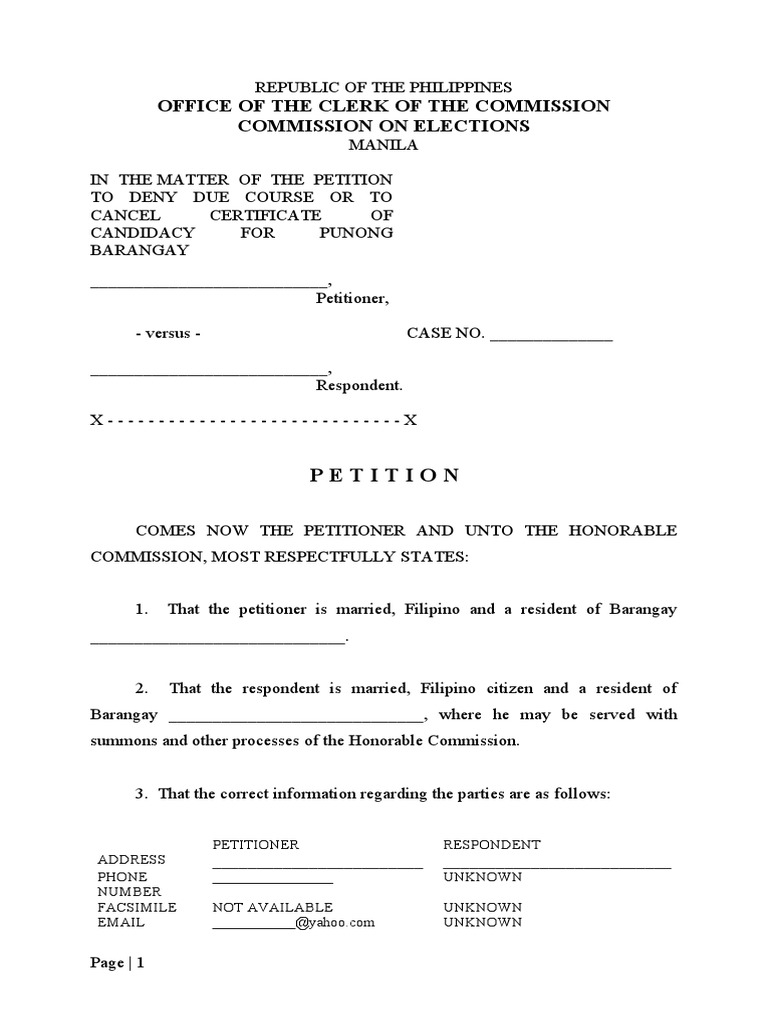 Petition Comelec Ul | PDF | Oath Of Office | Affidavit