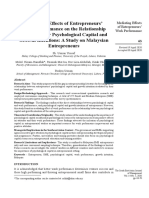 Mediating Effects of Entrepreneurs’ Work Performance on the Relationship between Their Psychological Capital and Growth Intentions