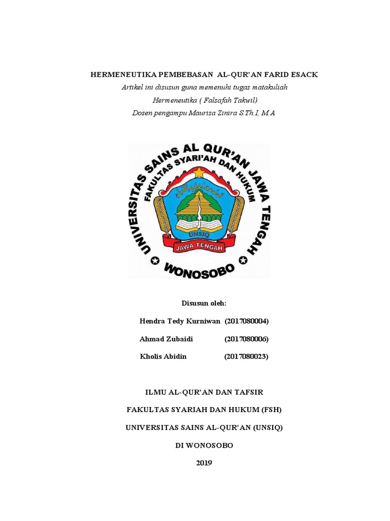 Hermeneutika Pembebasan Farid Esack | PDF