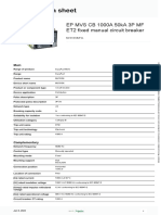 Product Data Sheet: Ep Mvs CB 1000A 50ka 3P MF ET2 Fixed Manual Circuit Breaker