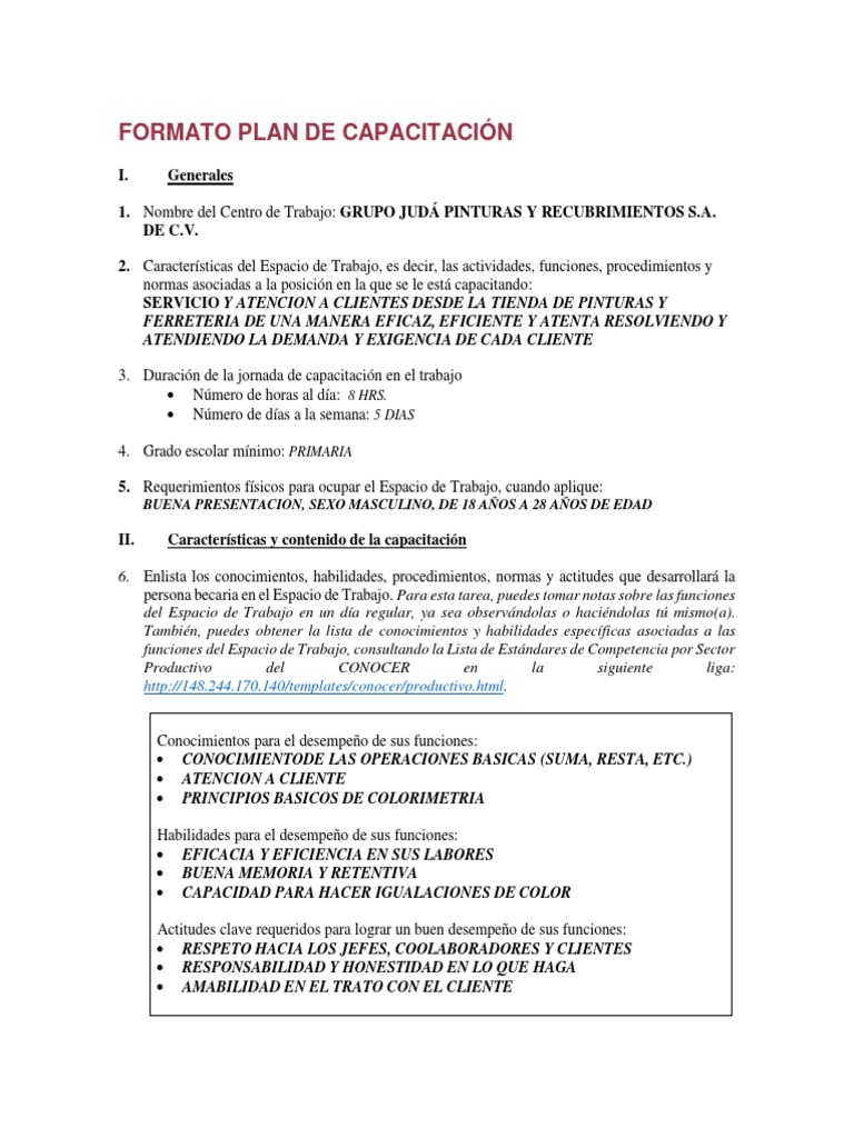 Plan de Capacitacion 2 | PDF | Aprendizaje
