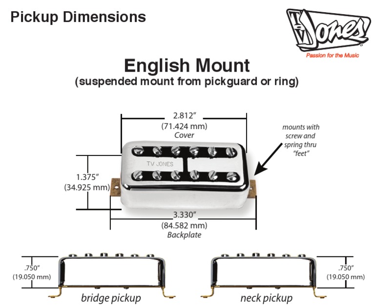 TV Jones Pickup Dimensions English PDF