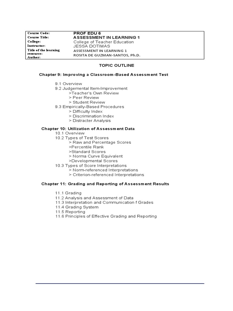 Improving Classroom Assessment Techniques | PDF | Educational ...