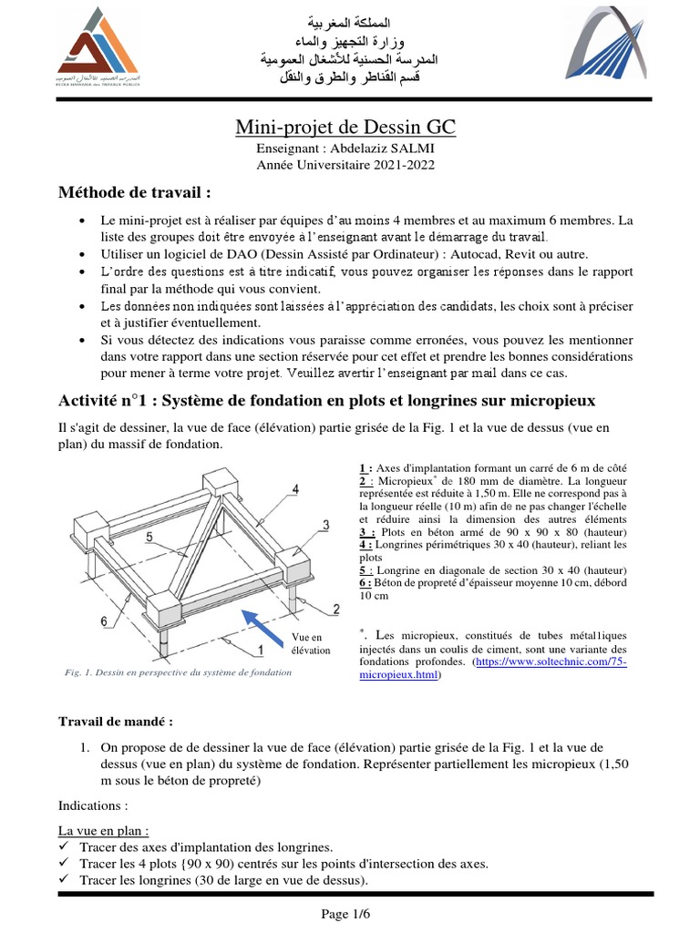 Mini-projet de Dessin en Génie Civil | PDF | Béton armé | Acier