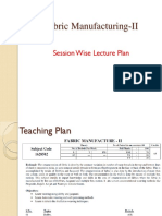 Fabric Manufacturing-II: Session Wise Lecture Plan