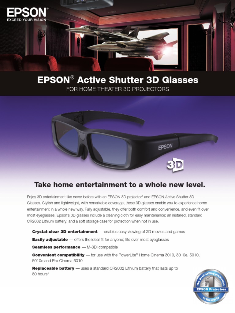 Epson Active Shutter 3D Glasses Take Home Entertainment To A Whole New
