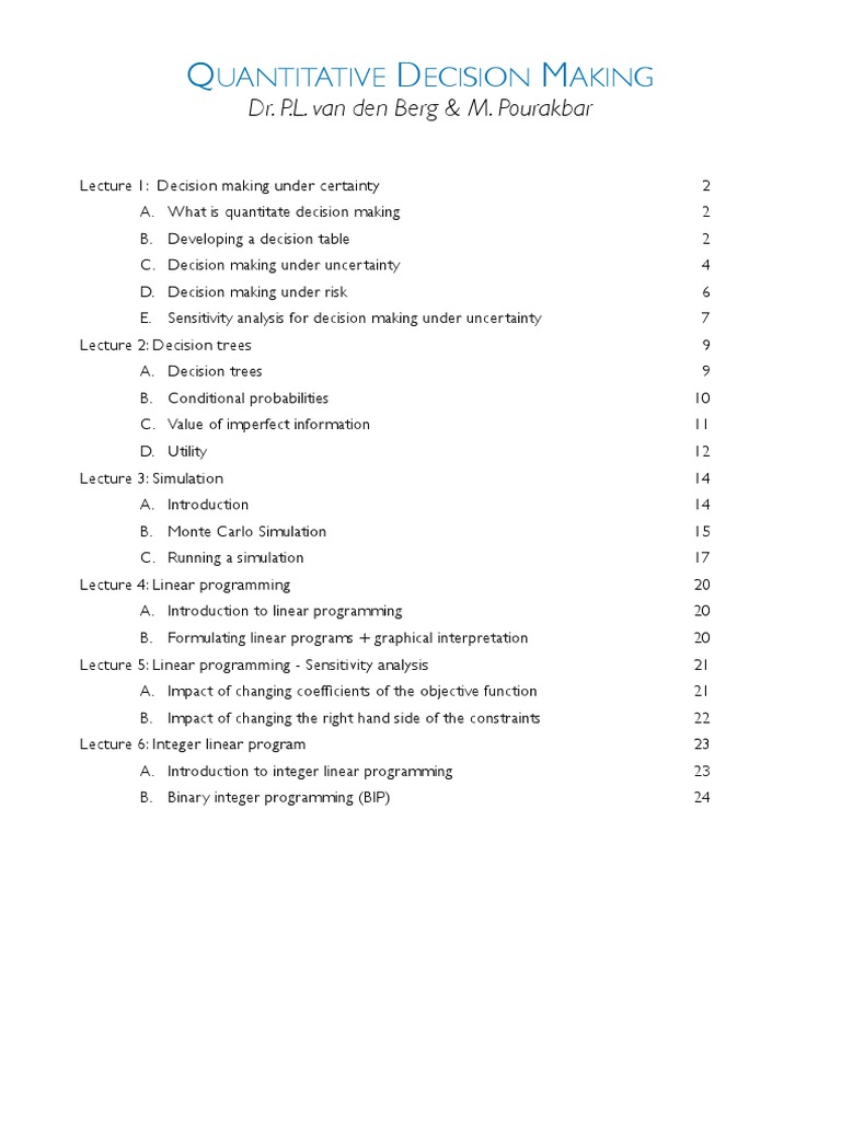 Quantitative Decision Making (Lectures) | PDF | Mathematical ...