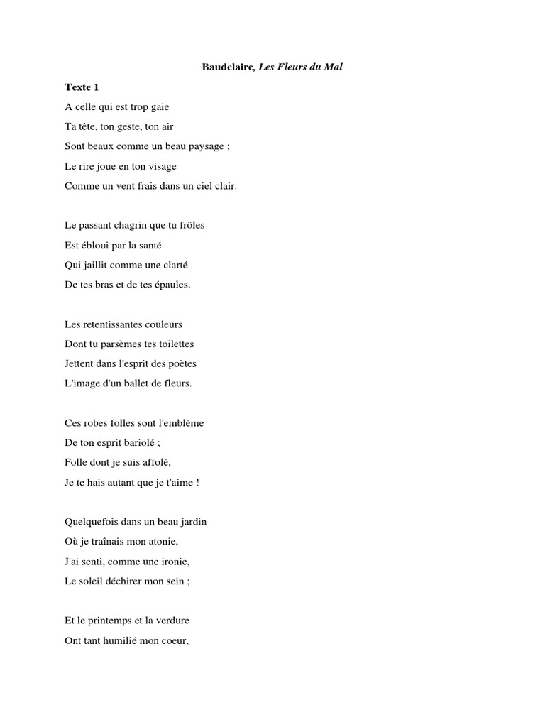 Corpus Spleen Et Idéal PDF Les Fleurs du mal