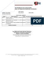 Boletín Informativo de Calificaciones Programa Nacional de Formación en Medicina Veterinaria