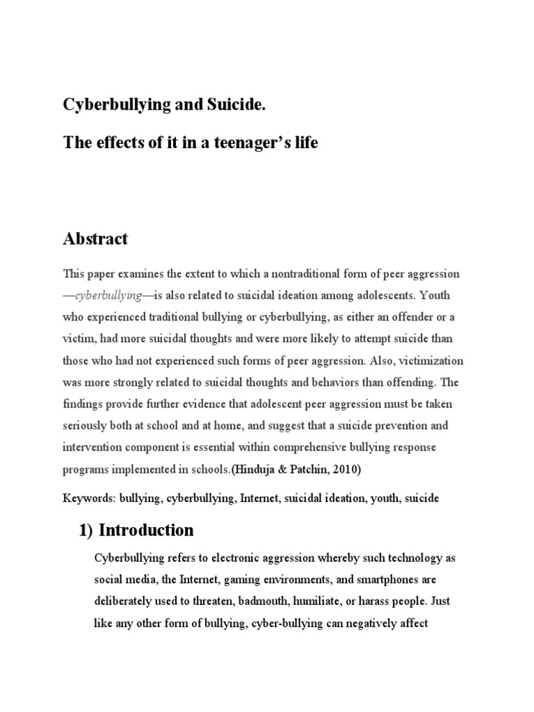 Cyberbullying's Impact on Teen Suicide | PDF | Cyberbullying | Bullying