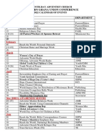 SEVENTH-DAY ADVENTIST CHURCH CALENDAR