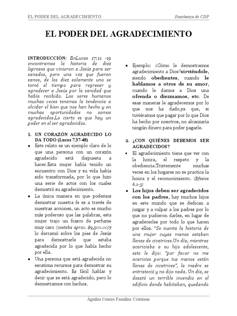 El Poder del Agradecimiento a Dios | PDF | Jesús