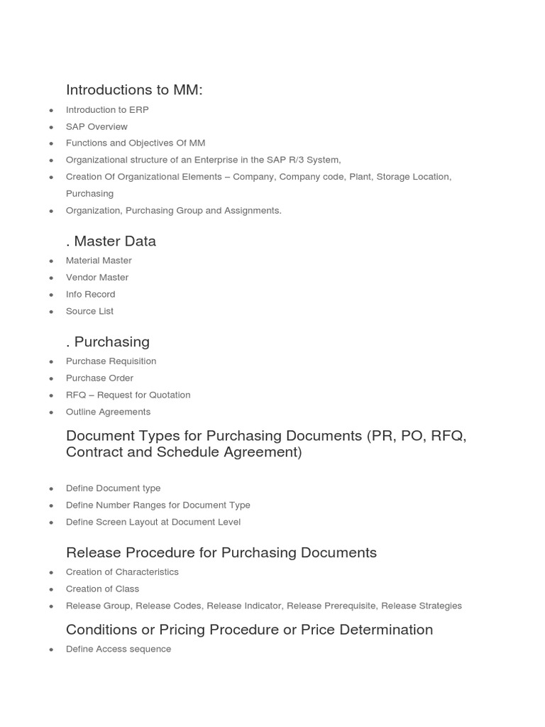 SAP MM Course Overview and Topics | PDF | Invoice | Inventory