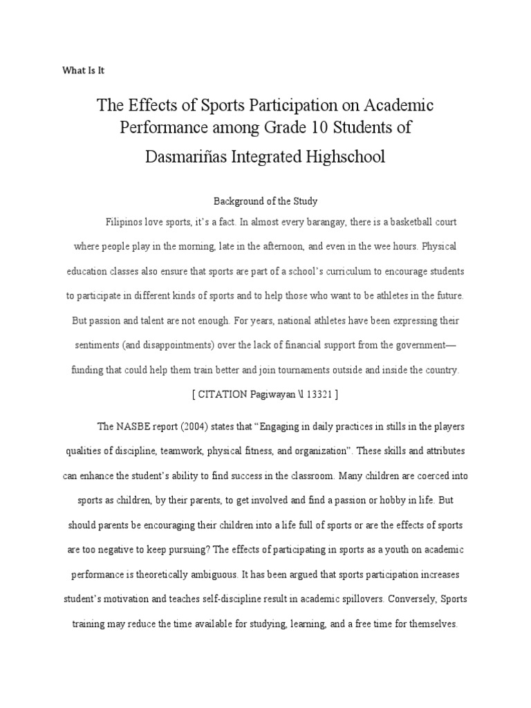 The Effects of Sports Participation On Academic Performance Among Grade ...