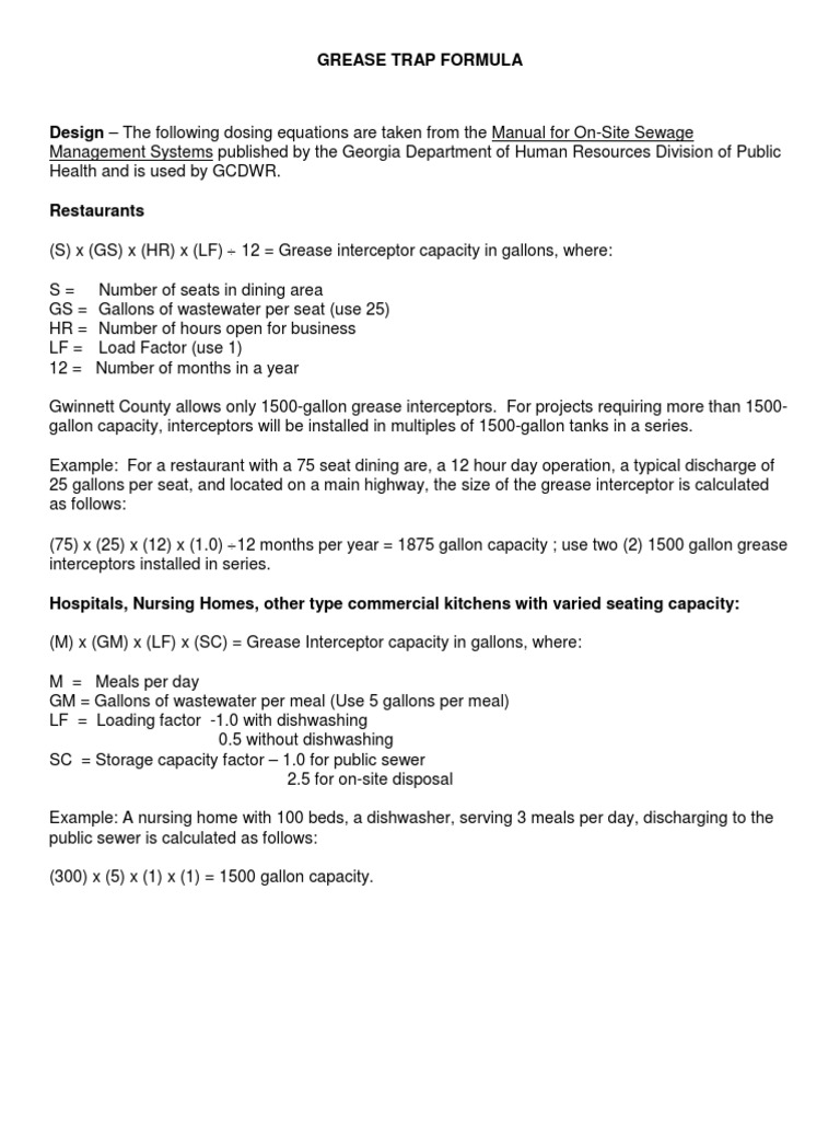 WSR02 Grease Trap Requirements Calculation PDF