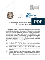 1a Avaliação à Distância de Física 2A: Pressão, Volume e Temperatura de Gases