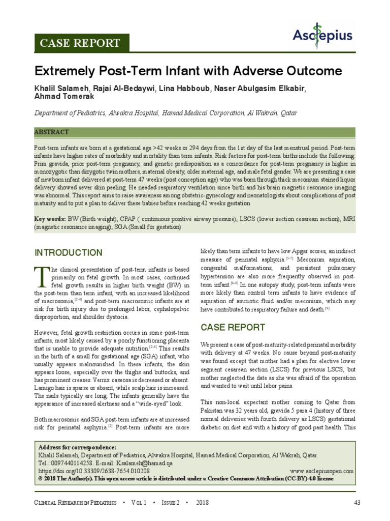 Extremely Post-Term Infant With Adverse Outcome | PDF | Childbirth ...