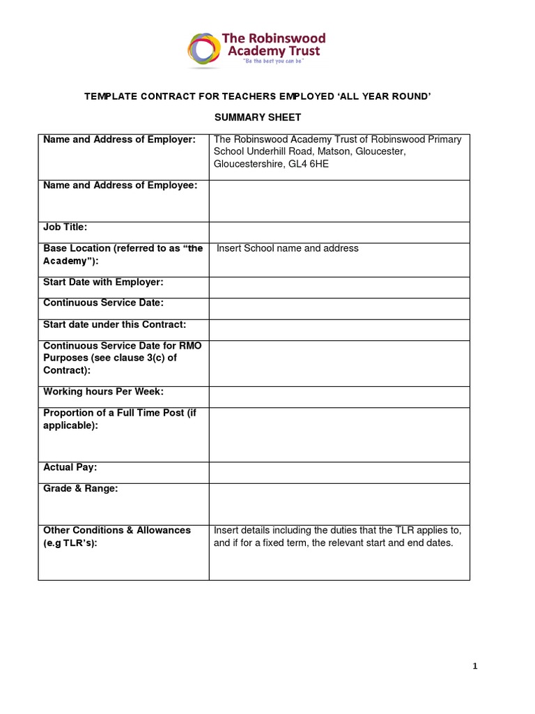 Sample Teacher Contract Permanent Master 160419 | PDF | Trust Law ...