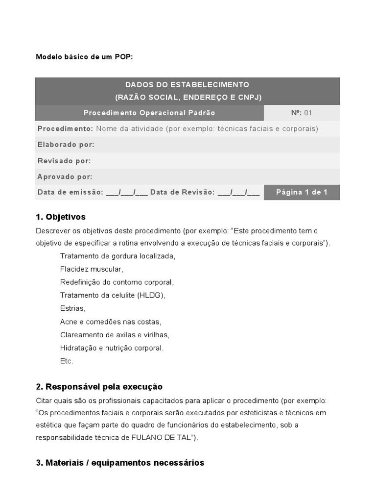 Modelo de POP para Clínica de Estética | PDF | Carreira e Crescimento ...