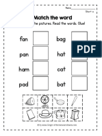 Fan Pan Ham Pad Bag Hat Cat Bat: Match The Word Cut Out The Pictures. Read The Words. Glue!