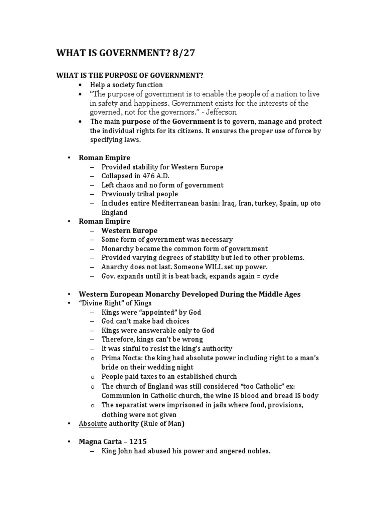 Understanding Government's Purpose and History | PDF | Social Contract ...