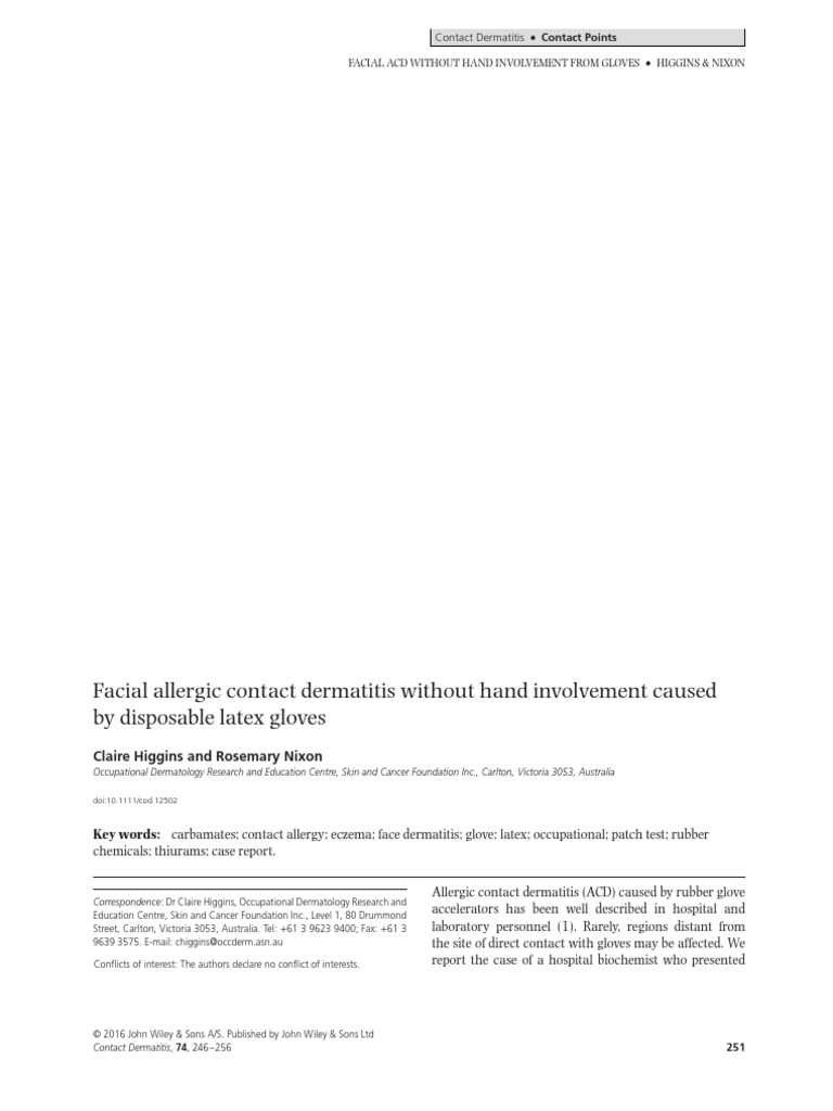 Facial Allergic Contact Dermatitis Without Hand Involvement Caused by