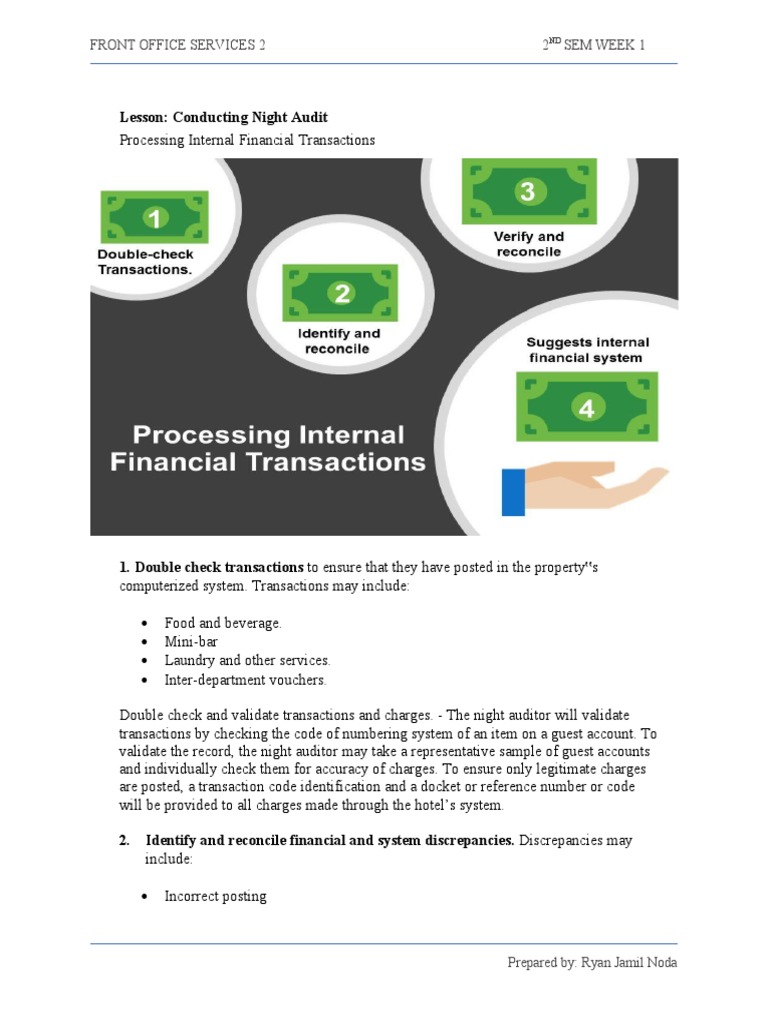 Night Audit and Financial Reconciliation | PDF | Payments | Cheque