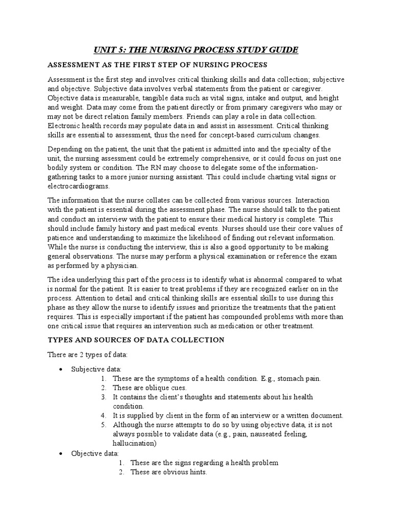 Nursing Process Study Guide: Key Concepts | PDF | Medical Diagnosis ...