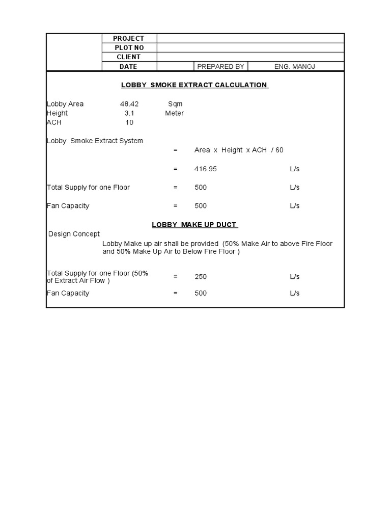 Lobby Smoke Extract Calculation PDF