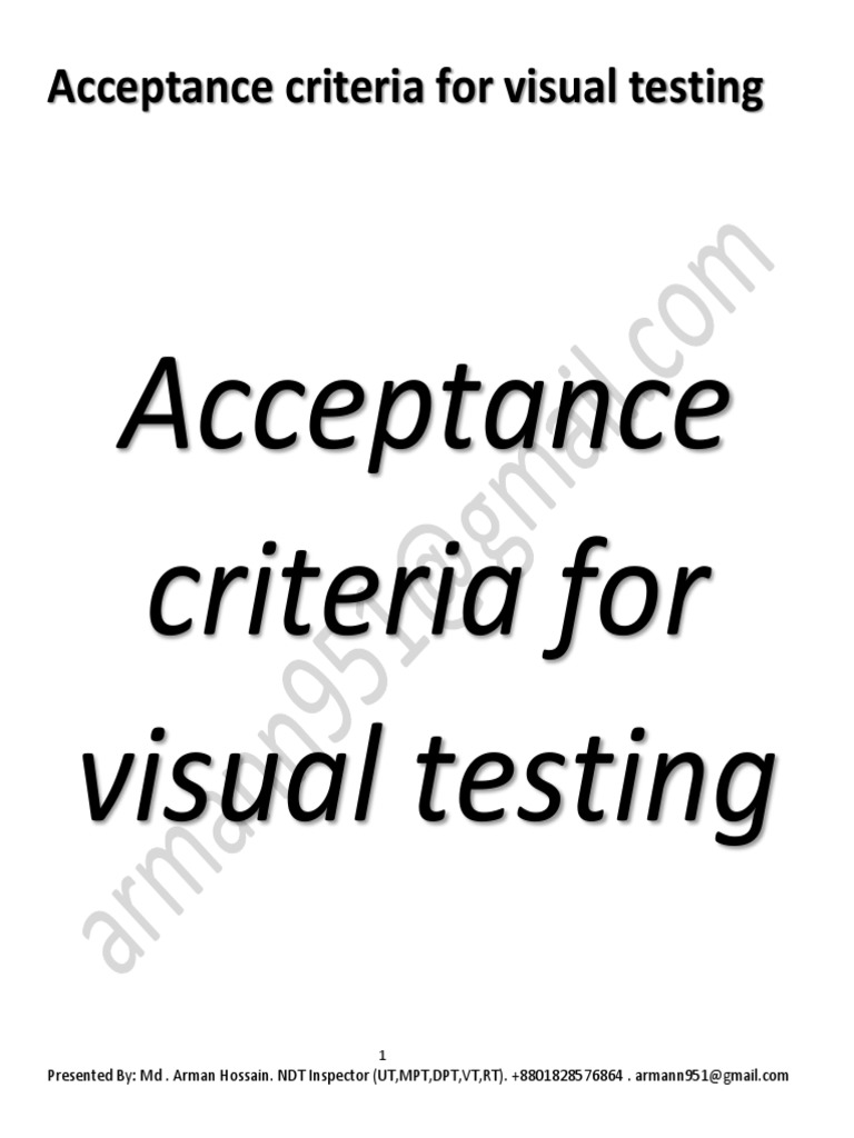 VT Acceptance Criteria PDF PDF Nondestructive Testing Construction