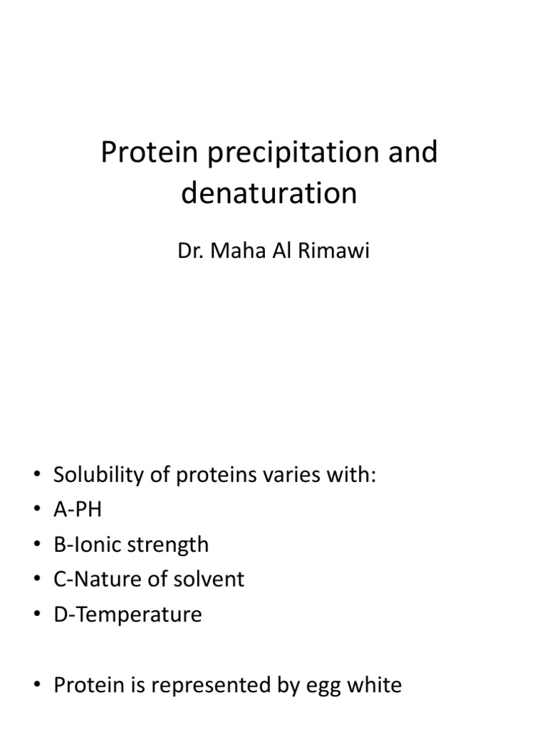 Protein Precipitation and Denaturation PDF