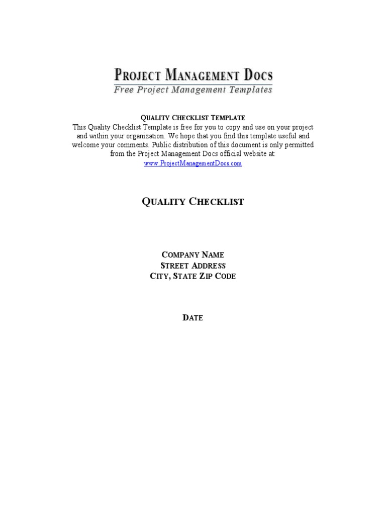 Quality Checklist Template | PDF | Computing | Business