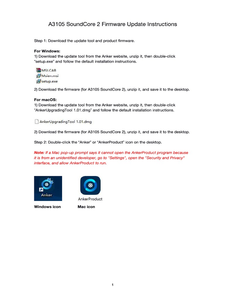 A3105 SoundCore 2 Firmware Update Instructions PDF