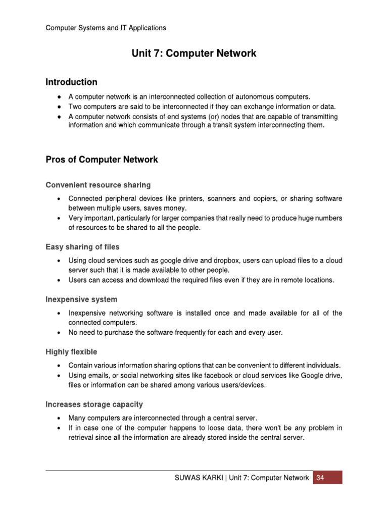 Unit 7 Computer Network | PDF