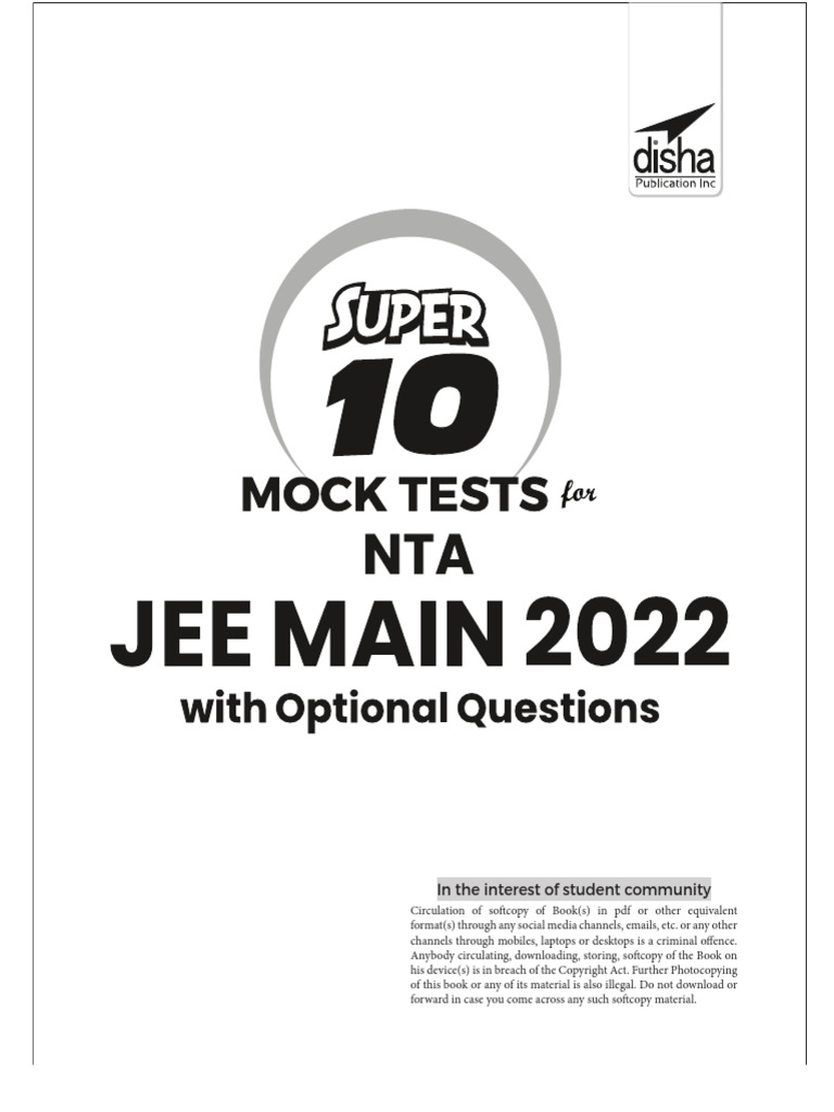 Disha Super 10 Mock Tests For JEE Main 2022 | PDF | Electronvolt