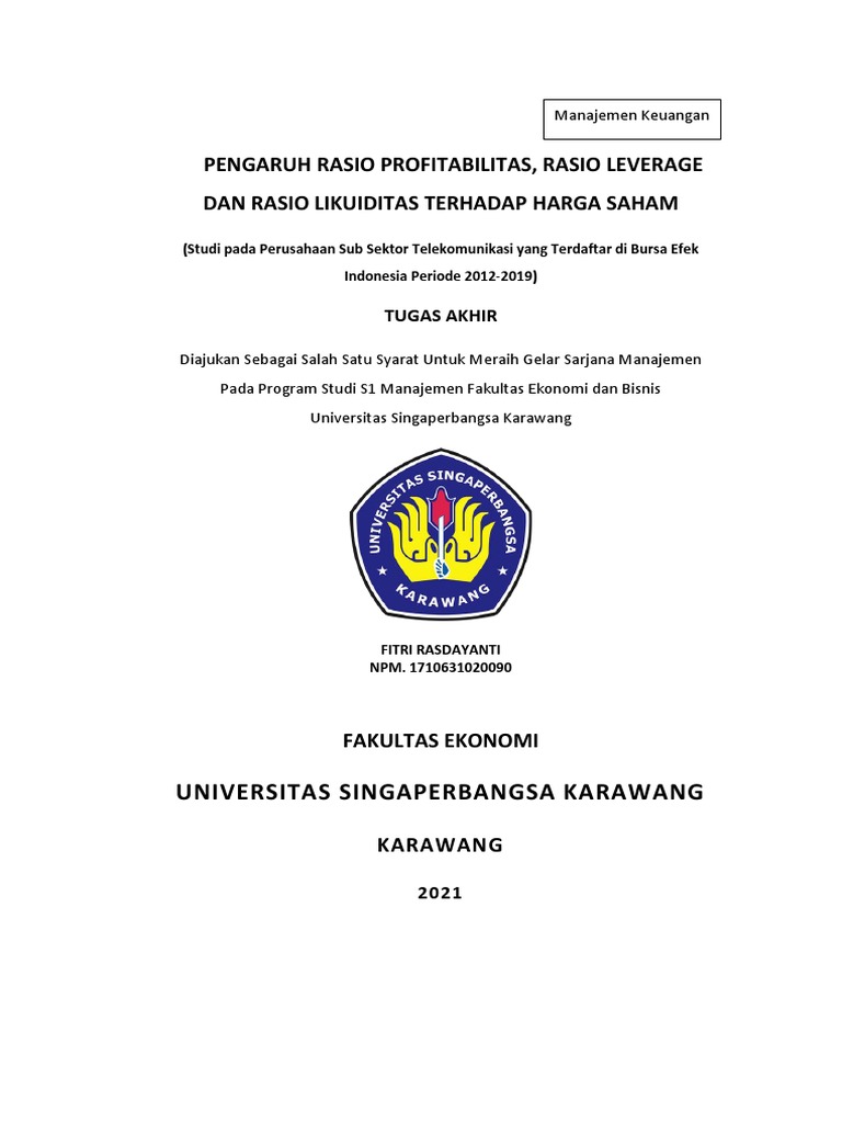 Pengaruh Rasio Profitabilitas, Rasio Leverage Dan Rasio Likuiditas ...