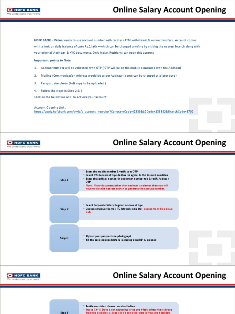 Online Salary Account Opening Aadhaar PDF Service Industries