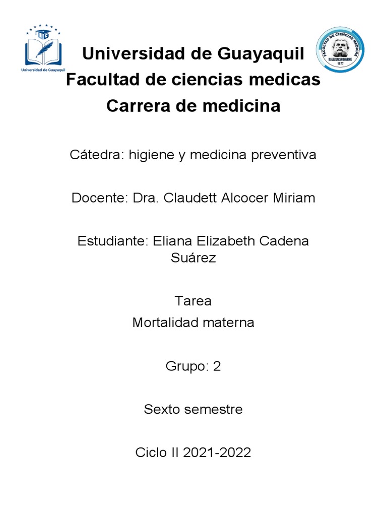 Tarea Mortalidad Materna Cadena Suarez Eliana PDF Muerte materna
