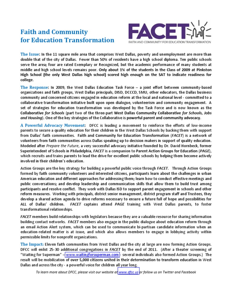 FACET Summary PDF Education Reform Volunteering