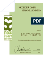 Student Association Certif. Randy Grover